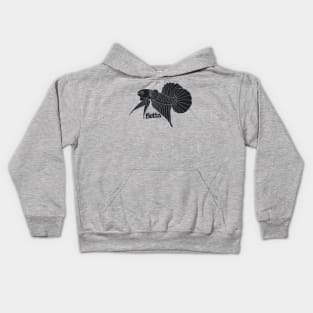 betta fish stamp with monochrome typography Kids Hoodie